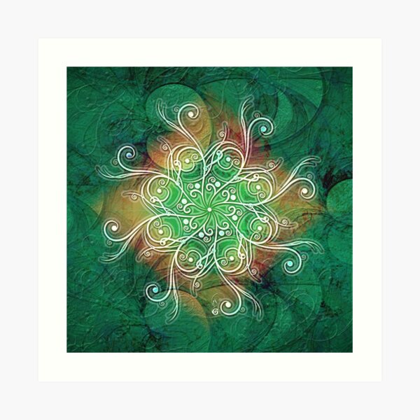 Green ornament flower Art Print