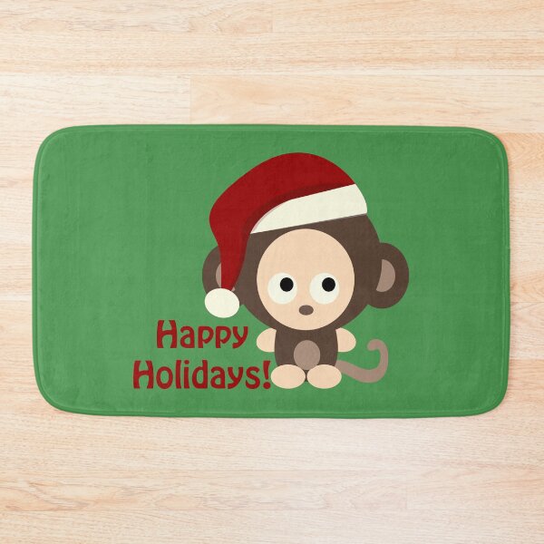 Item preview, Happy Holidays Cute Cartoon Santa  Monkey designed and sold by Hedgie Designs.