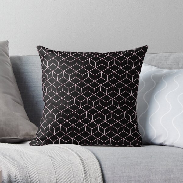 PInk Isometric Squares Throw Pillow