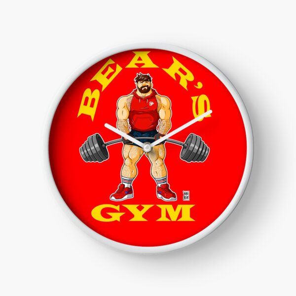 ADAM LIKES BEAR'S GYM - YELLOW WRITING Clock
