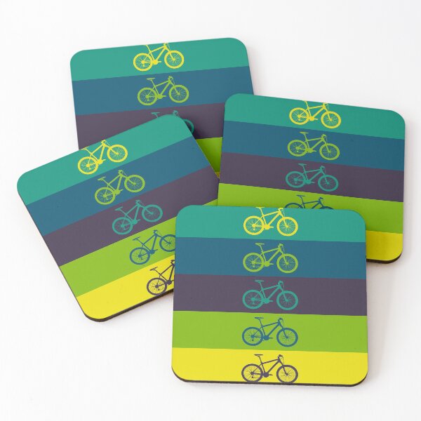 Item preview, flat modern urban, town and city bicycles set. five bicycles In green colors on colorful backgrounds. designed and sold by Vgdesign4.