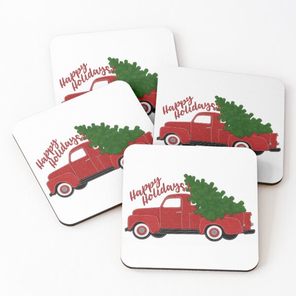 Item preview, Red Vintage Truck | Happy Holidays! | Faux Felt designed and sold by CheriesArt.