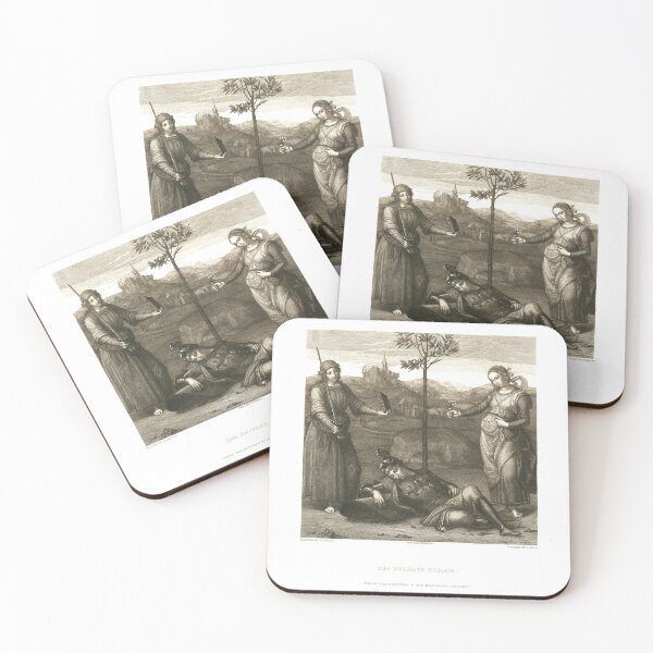 Item preview, The Knights Dream c1889 after Raphael, Original Etched Art Journal print, women designed and sold by simpson92.