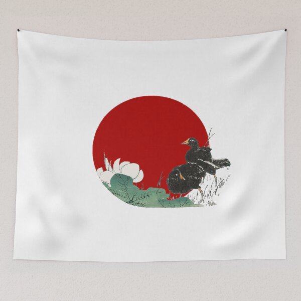 Item preview, Japanese Flag - Moorhens and Lotus designed and sold by weavernap.