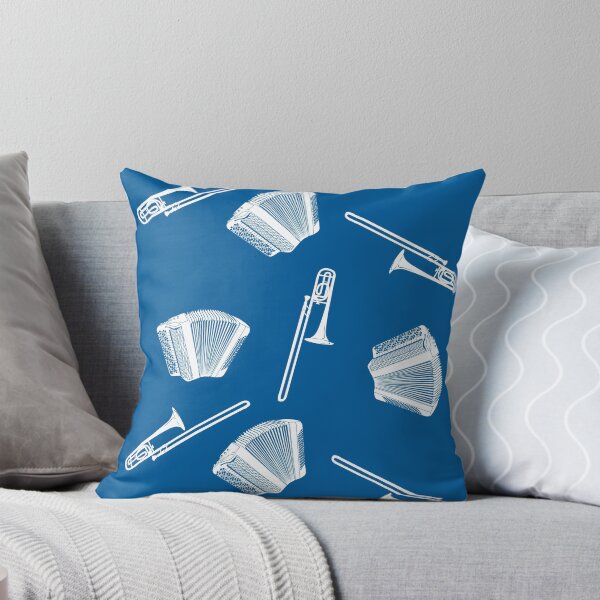 Item preview, Button accordion and trombone - white on blue designed and sold by kobyakov.