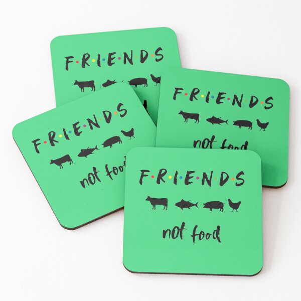 Item preview, Friends not food - vegan / vegetarian, black on green designed and sold by EvieWoj.