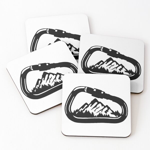 Item preview, Climbing, carabiners and mountains with forest designed and sold by claudiasartwork.