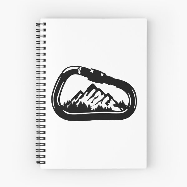 Item preview, Climbing, carabiners and mountains with forest designed and sold by claudiasartwork.