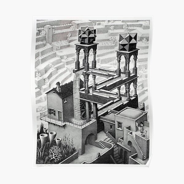 MC Escher Waterfall 1961 Artwork for Posters Prints Tshirts Men Women Kids Poster