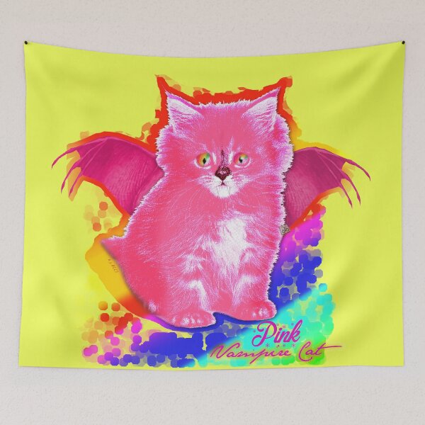 Item preview, Pink VAMPIRE Cat - Rainbow Eyes (By AliceCCI)  designed and sold by VanyssaGraphics.