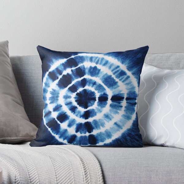 Shibori Indigo Circles Throw Pillow