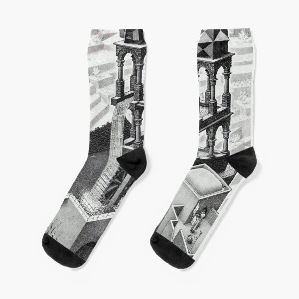 MC Escher Waterfall 1961 Artwork for Posters Prints Tshirts Men Women Kids Socks