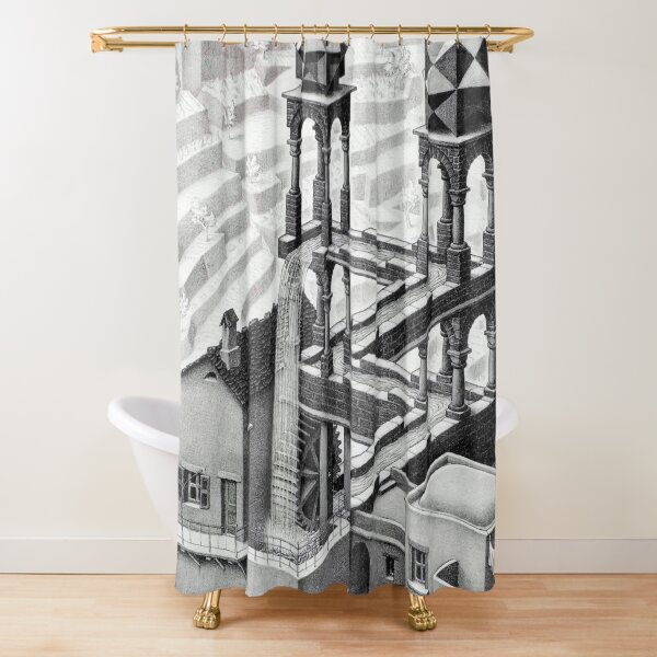 MC Escher Waterfall 1961 Artwork for Posters Prints Tshirts Men Women Kids Shower Curtain
