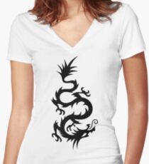 Totemic dragon Women's Fitted V-Neck T-Shirt