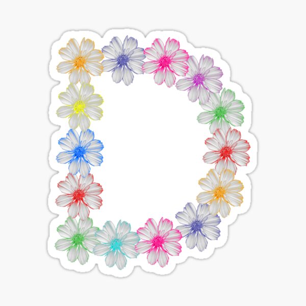 Buchstabe D aus Blumen, floral, Kosmee Blüten Sticker