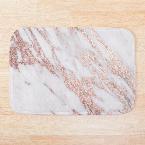 Blush pink rose gold marble Bath Mat