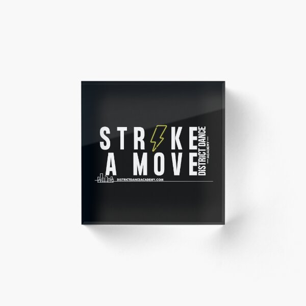"Strike A Move" DDA Logo (White) Acrylic Block