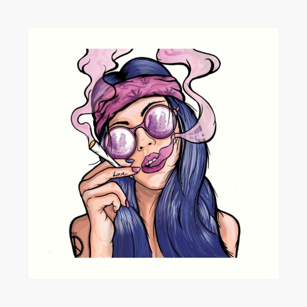 Weed Art.. Stoner Girl LV leefy cheefy 20x20 Original Artwork by Ghost 👻