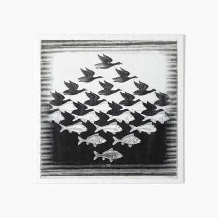 MC Escher Sky and Water I 1938 Artwork for Posters Prints Tshirts Men Women Kids Art Board Print