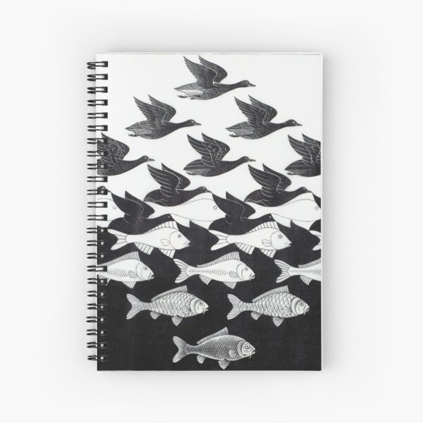 MC Escher Sky and Water I 1938 Artwork for Posters Prints Tshirts Men Women Kids Spiral Notebook