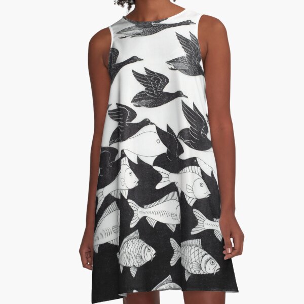 MC Escher Sky and Water I 1938 Artwork for Posters Prints Tshirts Men Women Kids A-Line Dress