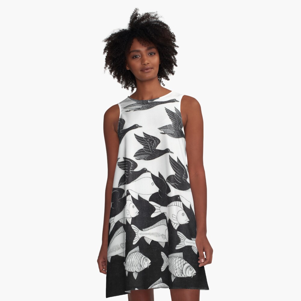 MC Escher Sky and Water I 1938 Artwork for Posters Prints Tshirts Men Women Kids A-Line Dress
