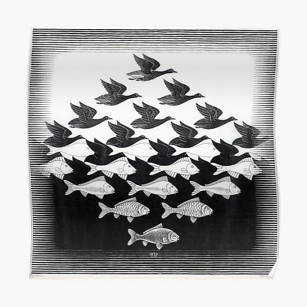 MC Escher Sky and Water I 1938 Artwork for Posters Prints Tshirts Men Women Kids Poster