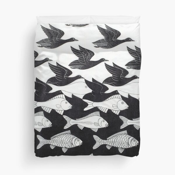 MC Escher Sky and Water I 1938 Artwork for Posters Prints Tshirts Men Women Kids Duvet Cover
