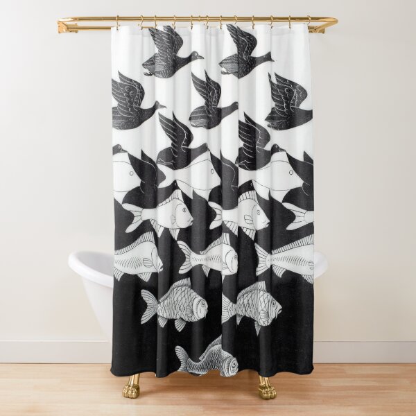 MC Escher Sky and Water I 1938 Artwork for Posters Prints Tshirts Men Women Kids Shower Curtain