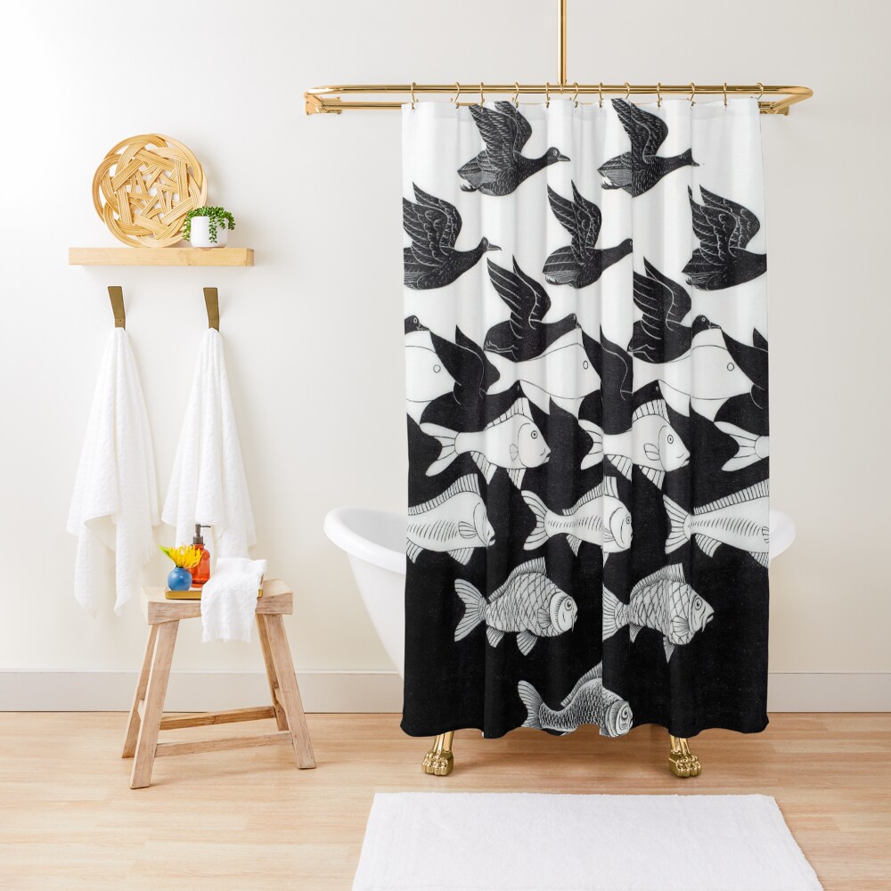 MC Escher Sky and Water I 1938 Artwork for Posters Prints Tshirts Men Women Kids Shower Curtain