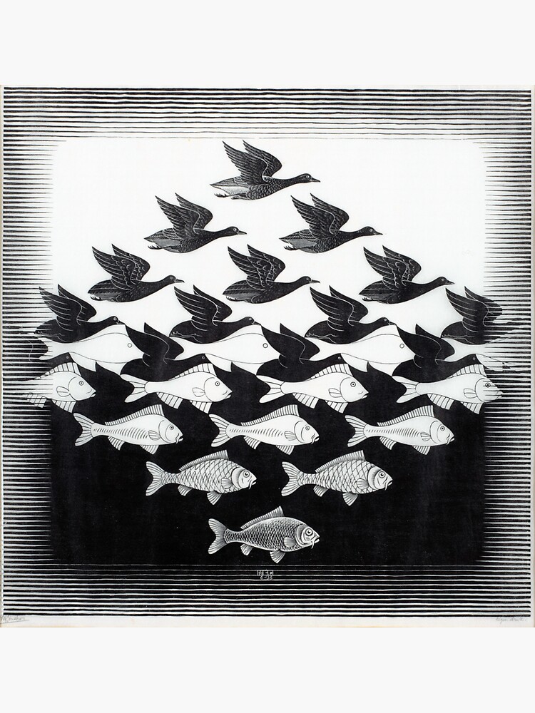 MC Escher Sky and Water I 1938 Artwork for Posters Prints Tshirts Men Women Kids by clothorama