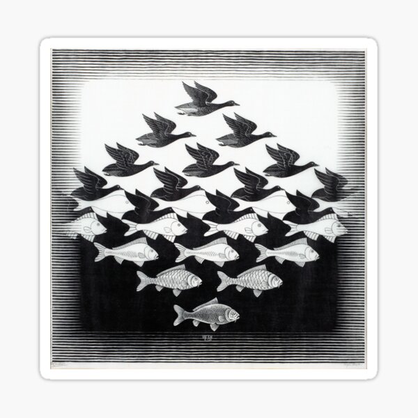 MC Escher Sky and Water I 1938 Artwork for Posters Prints Tshirts Men Women Kids Sticker