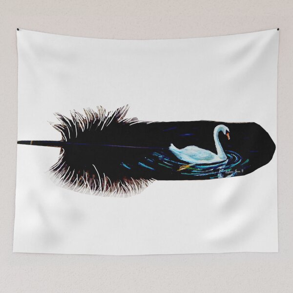 Item preview, swan painting, painted feather designed and sold by Stephanie  Skeem.