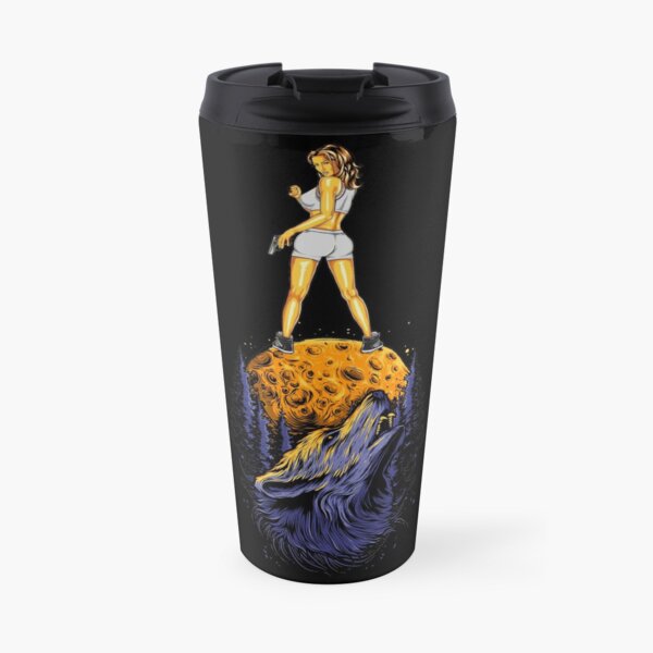 Wolf mum on the moon. Travel Mug