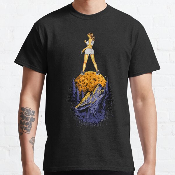 Wolf mum on the moon. Classic T-Shirt