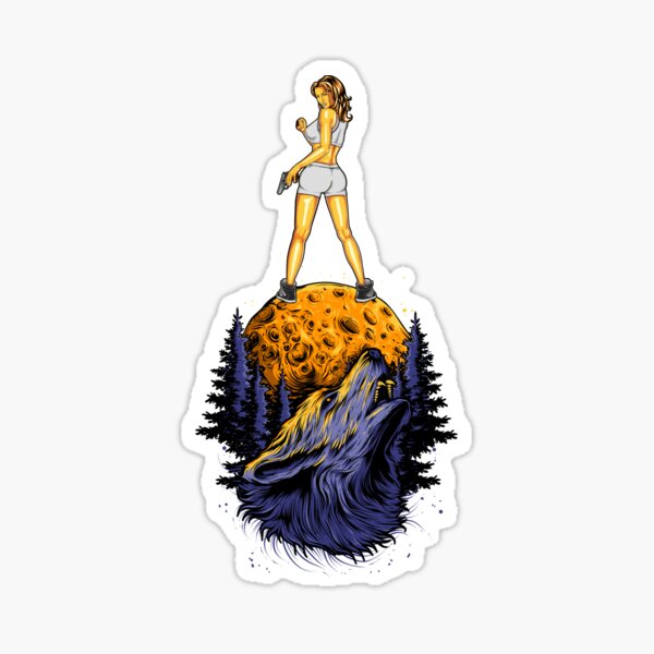 Wolf mum on the moon. Sticker