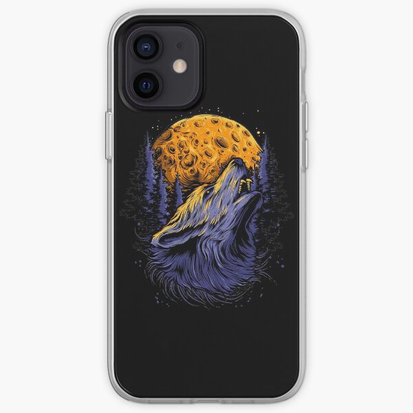 Wolf and the moon. iPhone Soft Case