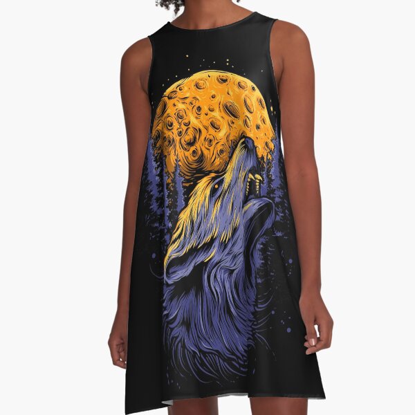 Wolf and the moon. A-Line Dress