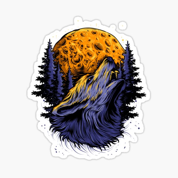Wolf and the moon. Sticker