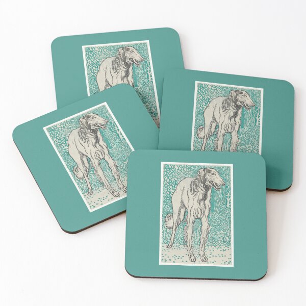 Item preview, Vintage Greyhound Dog Illustration with Turquoise 2 designed and sold by kierkegaard.
