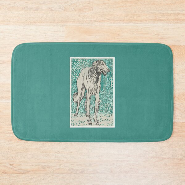Item preview, Vintage Greyhound Dog Illustration with Turquoise 2 designed and sold by kierkegaard.