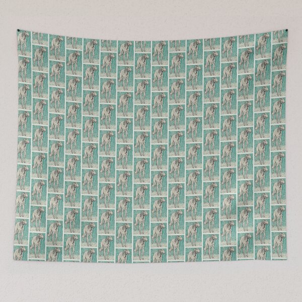 Item preview, Vintage Greyhound Dog Illustration with Turquoise 2 designed and sold by kierkegaard.