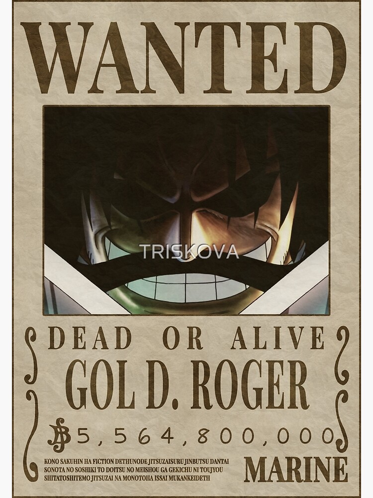 Wanted Gol D Roger Gol D Roger Bounty Greeting Card By Triskova Redbubble