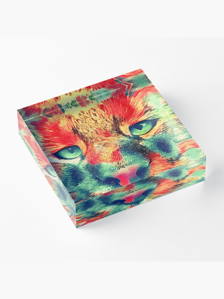 Alternate view of Artificial neural style wild cat Acrylic Block