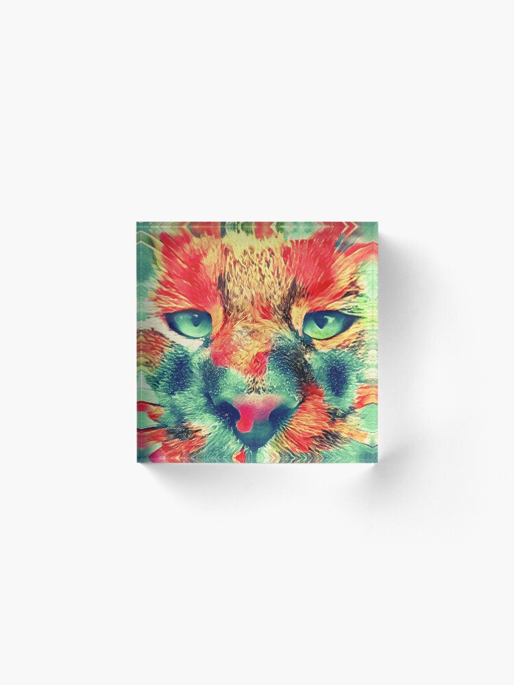 Alternate view of Artificial neural style wild cat Acrylic Block