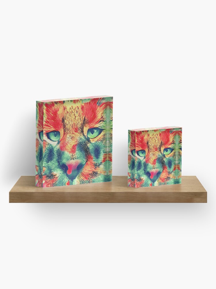 Alternate view of Artificial neural style wild cat Acrylic Block