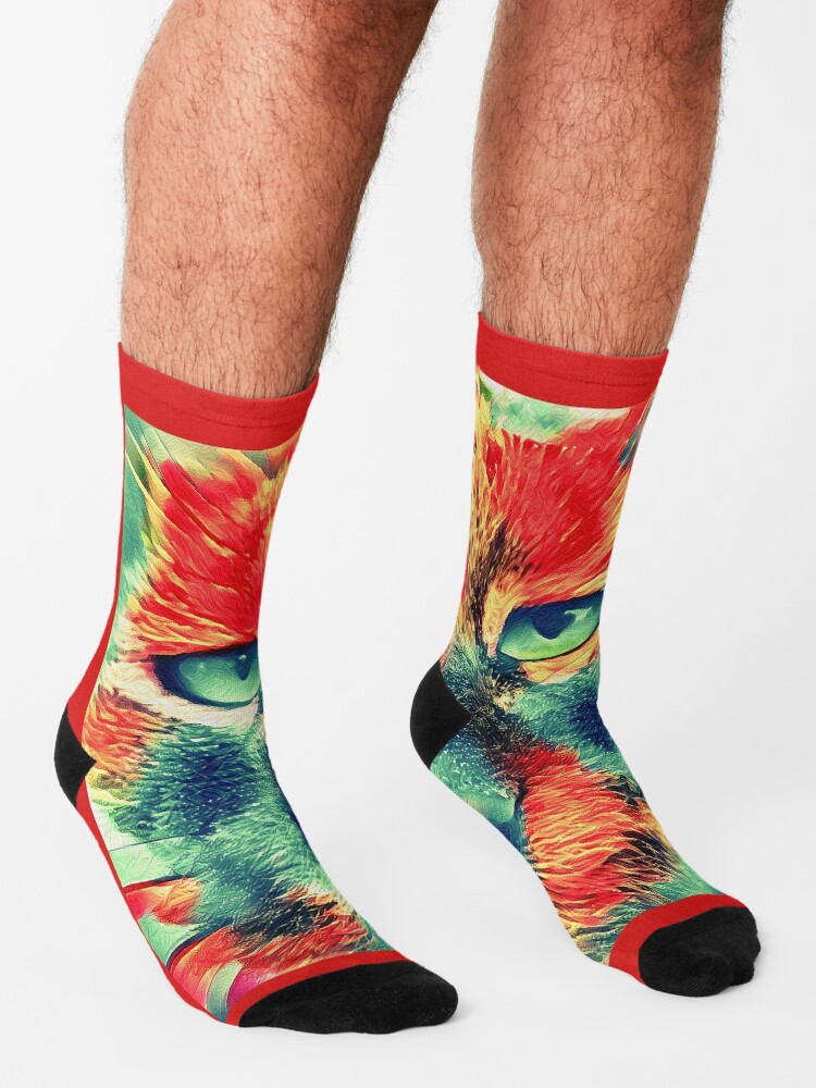 Alternate view of Artificial neural style wild cat Socks