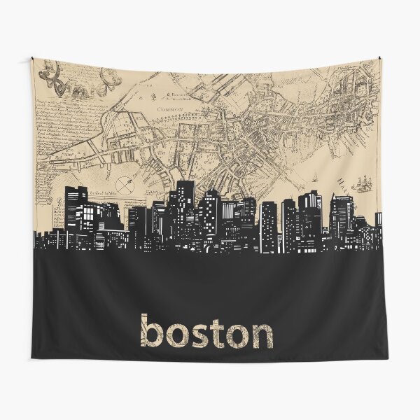 "boston skyline" Tapestry for Sale by BekimART Redbubble