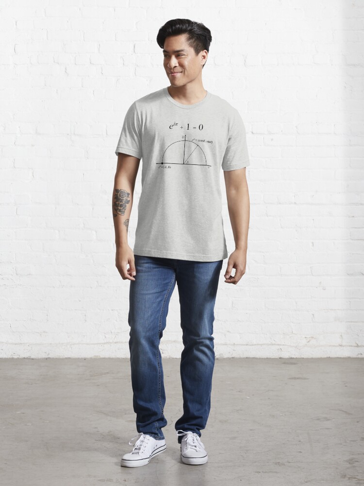 Thumbnail 5 of 7, Essential T-Shirt, Euler's Identity (Black) + Diagram designed and sold by bachelorshall.
