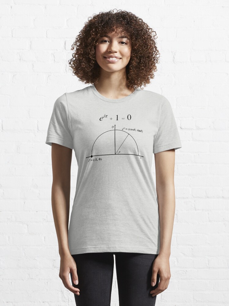 Thumbnail 6 of 7, Essential T-Shirt, Euler's Identity (Black) + Diagram designed and sold by bachelorshall.
